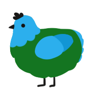 A leaf and sky chicken with a head pattern