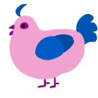 A pink and ultramarine chicken