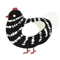 A sable and white chicken with a bar pattern