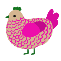 A beige and fuchsia chicken with a lace pattern