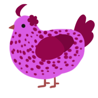A orchid and maroon chicken with a speckle pattern