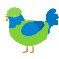 A grass and sapphire chicken with a head pattern