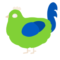 A grass and ultramarine chicken