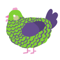 A grass and overcast chicken with a lace pattern