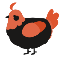 A sable and vermilion chicken with a head pattern