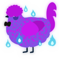 A blurple and amethyst chicken with a speckle pattern