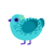 A aqua and sea chicken with a half-lace pattern