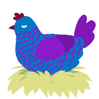 A sapphire and violet chicken with a lace pattern