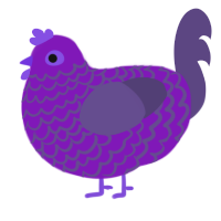 ourple, a violet and overcast chicken with a lace pattern