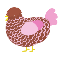 A russet and pink chicken with a lace pattern