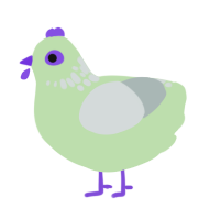 A gluppy and silver chicken with a neck-speckle pattern