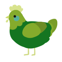 A leaf and chartreuse chicken with a head pattern