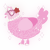 A pink chicken with a double-lace pattern