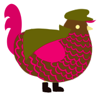 A bark and fuchsia chicken with a lace pattern
