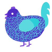 A indigo and aqua chicken with a double-lace pattern