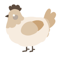 A cream and beige chicken with a head pattern