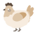 A cream and beige chicken with a head pattern