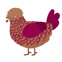 A brown and maroon chicken with a lace pattern