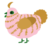 A rose and gold chicken with a bar pattern
