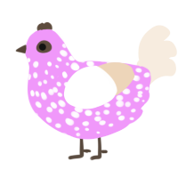 A lavender and cream chicken with a speckle pattern