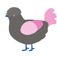 A grey and pink chicken