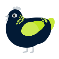 A tumblr and lime chicken with a neck-band pattern