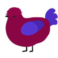 A maroon and indigo chicken