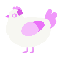 A white and lavender chicken