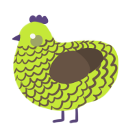 A lime and bark chicken with a lace pattern