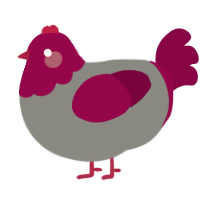 A ash and maroon chicken with a head pattern