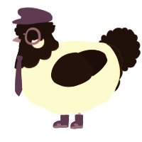 A cream and sable chicken with a head pattern