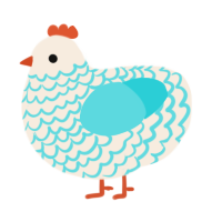 A cream and aqua chicken with a lace pattern