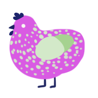 A orchid and gluppy chicken with a speckle pattern
