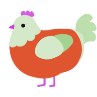 (unnamed), a vermilion and gluppy chicken with a head pattern