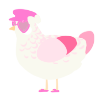 A white and rose chicken with a half-lace pattern