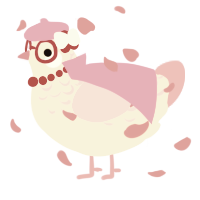 A cream and rose chicken with a half-lace pattern