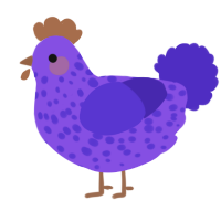 A blurple and indigo chicken with a speckle pattern