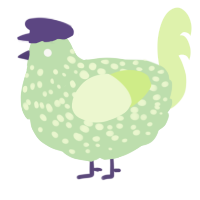 A gluppy and apple chicken with a speckle pattern