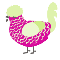 A fuchsia and apple chicken with a lace pattern