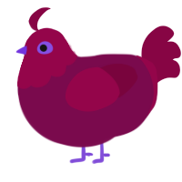 A wine and maroon chicken with a head pattern