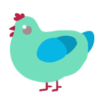 A mint and cerulean chicken