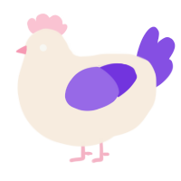 A cream and blurple chicken