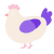 A cream and blurple chicken