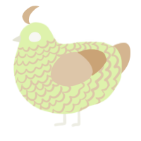 A apple and beige chicken with a lace pattern