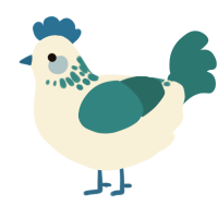 A cream and sea chicken with a neck-speckle pattern