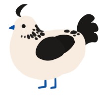 A cream and sable chicken with a neck-speckle pattern