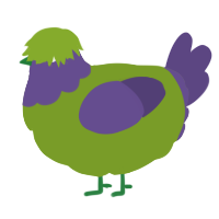 A chartreuse and overcast chicken with a head pattern