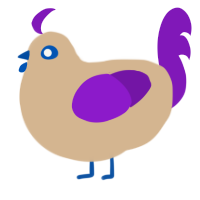 A beige and violet chicken