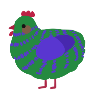 A viridian and indigo chicken with a bar pattern