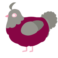 A maroon and ash chicken with a head pattern
